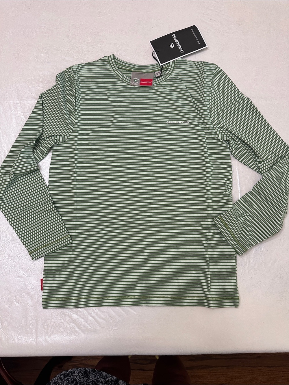 Craghoppers NOSILIFE JAGO long sleeve TEE - Agave Green Stripe